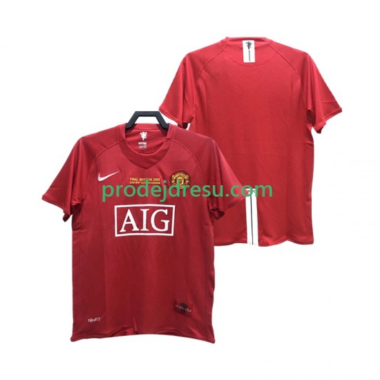 Manchester United Dresy Fotbal 2007 Retro Muž Domácí 2008 Krátký rukáv