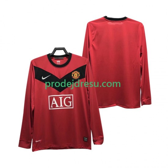 Manchester United Dresy Fotbal 2009 Retro Muž Domácí 2010 Dlouhý rukáv