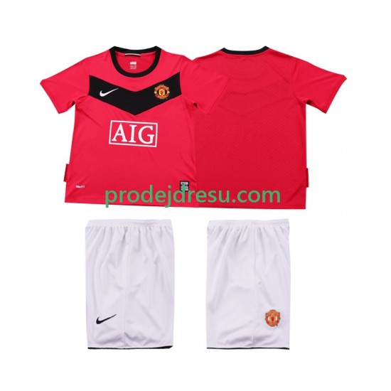Manchester United Dresy Fotbal 2009 Retro Dětský Domácí 2010 Krátký rukáv