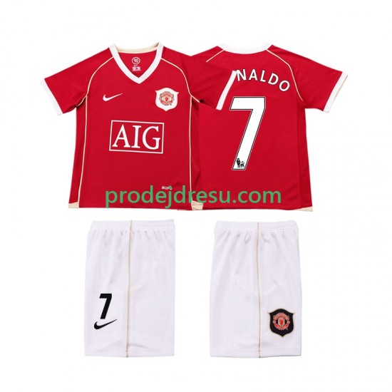 Manchester United Dresy Fotbal Ronaldo 7 2007 Retro Dětský Domácí 2006 Krátký rukáv