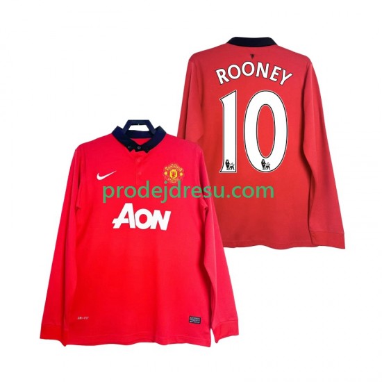 Manchester United Dresy Fotbal Rooney 10 2013 2014 Retro Muž Domácí Dlouhý rukáv