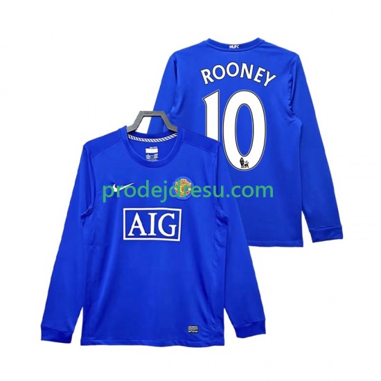 Manchester United Dresy Fotbal Rooney 10 2009 Retro Muž Alternativní 2008 Dlouhý rukáv