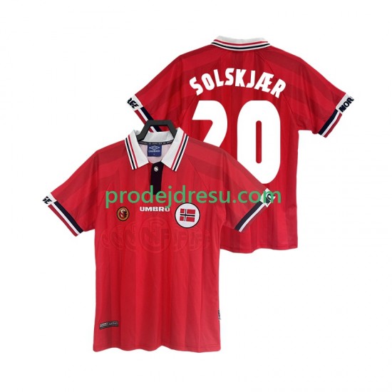 Norsko Dresy Fotbal SOLSKJAER 20 Retro Muž Domácí 1998 Krátký rukáv