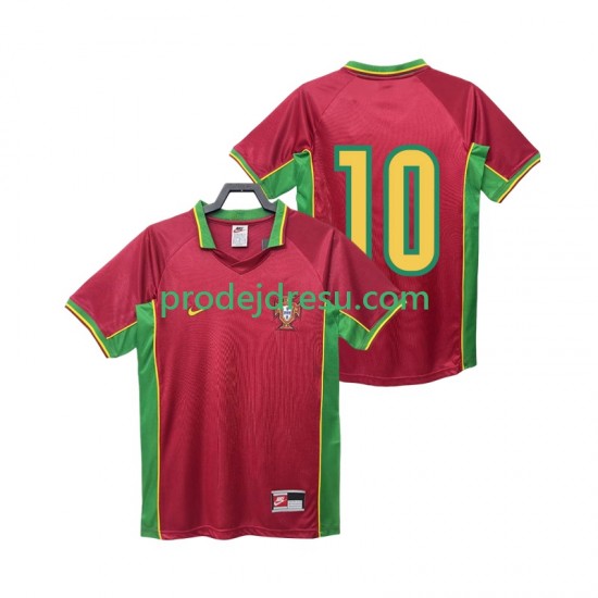 Portugalsko Dresy Fotbal 10 Retro Muž Domácí 1998 Krátký rukáv