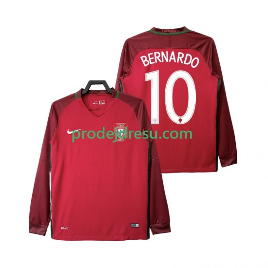 Portugalsko Dresy Fotbal BERNARDO 10 2016 Retro Muž Domácí Dlouhý rukáv