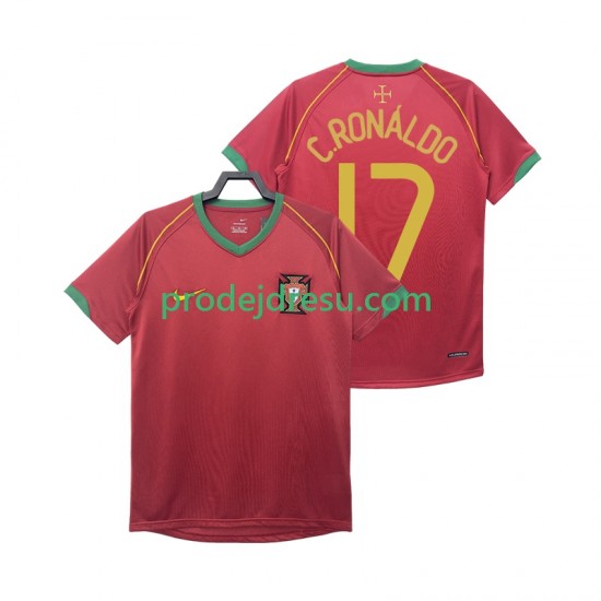 Portugalsko Dresy Fotbal Crstiano Ronaldo 17 Retro Muž Domácí 2006 Krátký rukáv