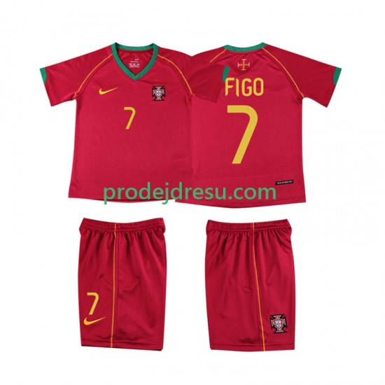 Portugalsko Dresy Fotbal FIGO 7 Retro Dětský Domácí 2006 Krátký rukáv
