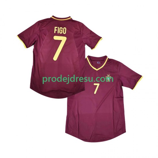 Portugalsko Dresy Fotbal Figo 7 2000 Retro Muž Domácí Krátký rukáv
