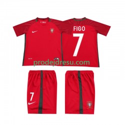 Portugalsko Dresy Fotbal FIGO 7 2016 Retro Dětský Domácí Krátký rukáv