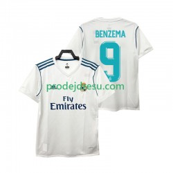 Real Madrid Dresy Fotbal BENZEMA 9 2017 2018 Retro Muž Domácí Krátký rukáv