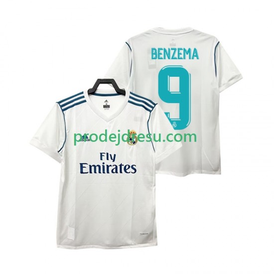Real Madrid Dresy Fotbal BENZEMA 9 2017 2018 Retro Muž Domácí Krátký rukáv