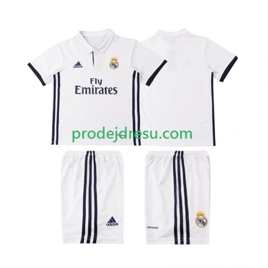 Real Madrid Dresy Fotbal 2016 2017 Retro Dětský Domácí Krátký rukáv