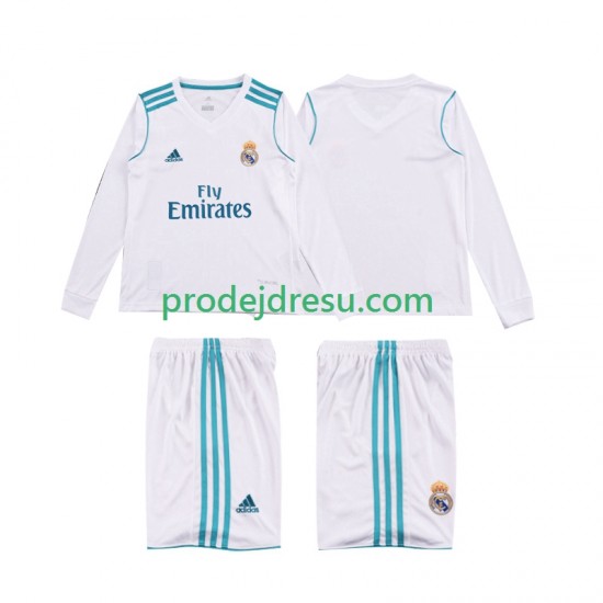 Real Madrid Dresy Fotbal 2017 2018 Retro Dětský Domácí Dlouhý rukáv