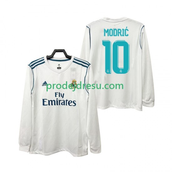 Real Madrid Dresy Fotbal Modrić 10 2017 2018 Retro Muž Domácí Dlouhý rukáv