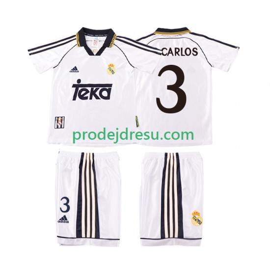 Real Madrid Dresy Fotbal R CARLOS 3 2000 Retro Dětský Domácí 1998 Krátký rukáv