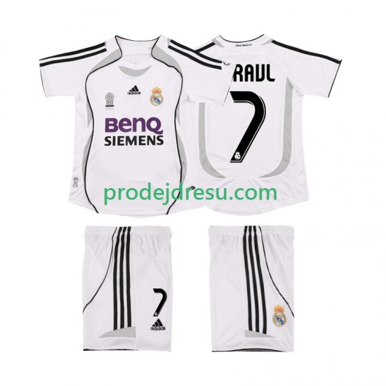 Real Madrid Dresy Fotbal RAUL 7 2007 Retro Dětský Domácí 2006 Krátký rukáv
