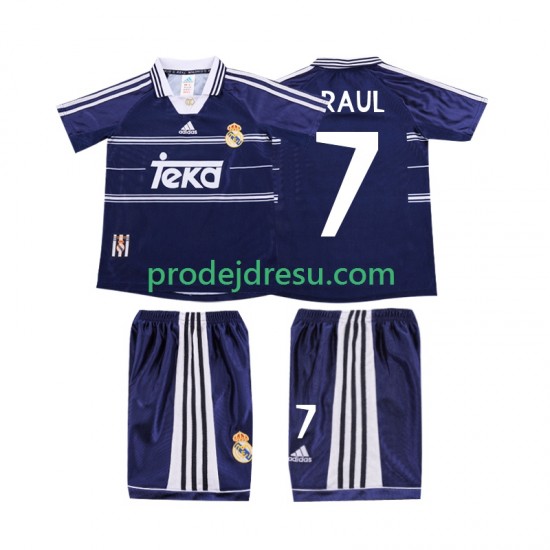 Real Madrid Dresy Fotbal RAUL 7 Retro Dětský Venkovní 1998 1999 Krátký rukáv
