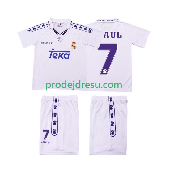 Real Madrid Dresy Fotbal RAUL 7 1996 Retro Dětský Domácí 1994 Krátký rukáv