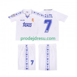 Real Madrid Dresy Fotbal RAUL 7 1996 1997 Retro Dětský Domácí Krátký rukáv