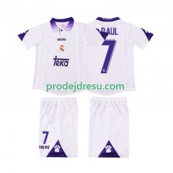 Real Madrid Dresy Fotbal RAUL 7 1997 Retro Dětský Domácí 1998 Krátký rukáv