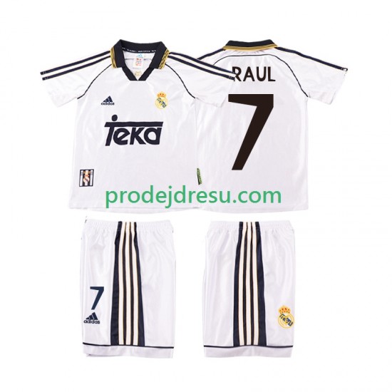Real Madrid Dresy Fotbal RAUL 7 2000 Retro Dětský Domácí 1998 Krátký rukáv