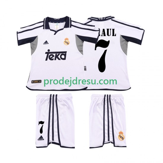 Real Madrid Dresy Fotbal RAUL 7 2001 Retro Dětský Domácí 2002 Krátký rukáv