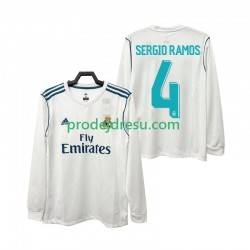 Real Madrid Dresy Fotbal SERGIO RAMOS 4 2017 2018 Retro Muž Domácí Dlouhý rukáv
