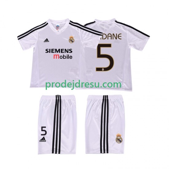 Real Madrid Dresy Fotbal ZIDANE 5 5 Retro Dětský Domácí 2004 2002 Krátký rukáv