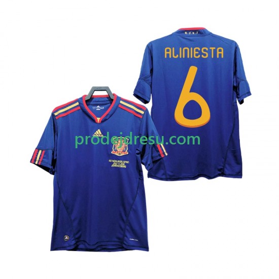 Španělsko Dresy Fotbal Andres Iniesta 6 Retro Muž Venkovní 2010 Krátký rukáv