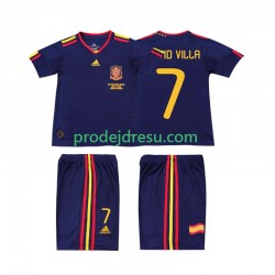 Španělsko Dresy Fotbal DAVID VILLA 7 Retro Dětský Venkovní 2010 Krátký rukáv