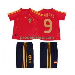 Španělsko Dresy Fotbal TORRES 9 Retro Dětský Domácí 2008 Krátký rukáv