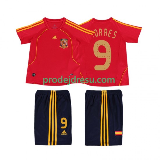 Španělsko Dresy Fotbal TORRES 9 Retro Dětský Domácí 2008 Krátký rukáv