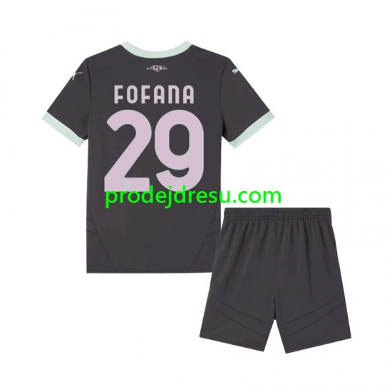 AC Milán Dresy Fotbal Fofana 29 Dětský Alternativní 2024-2025 Krátký rukáv