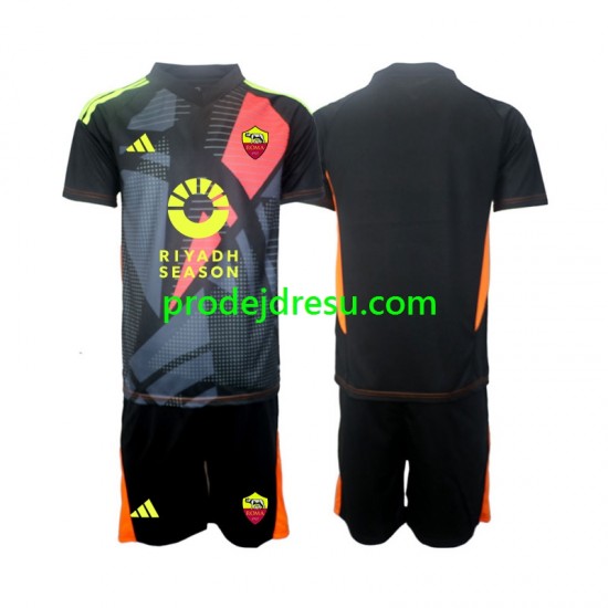 AS Řím Dresy Fotbal Brankářské Dětský Domácí 2024-2025 Krátký rukáv