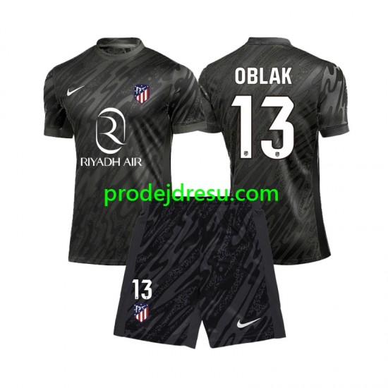 Atlético Madrid Dresy Fotbal Jan Oblak 13 Brankářské Dětský Domácí 2024-2025 Krátký rukáv
