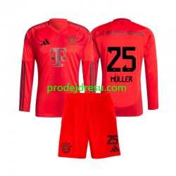 FC Bayern Mnichov Dresy Fotbal Thomas Muller 25 Dětský Domácí 2024-2025 Dlouhý rukáv