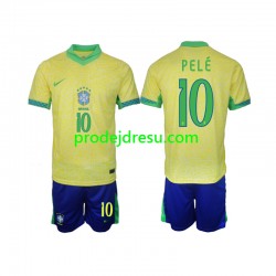 Brazílie Dresy Fotbal PELE 10 Dětský Domácí 2024 Krátký rukáv