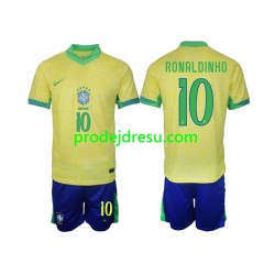 Brazílie Dresy Fotbal Ronaldinho 10 Dětský Domácí 2024 Krátký rukáv