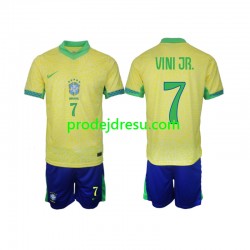 Brazílie Dresy Fotbal VINI JR 7 Dětský Domácí 2024 Krátký rukáv