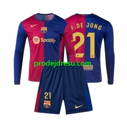 FC Barcelona Dresy Fotbal Frenkie de Jong 21 Dětský Domácí 2024-2025 Dlouhý rukáv