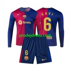 FC Barcelona Dresy Fotbal Gavi 6 Dětský Domácí 2024-2025 Dlouhý rukáv