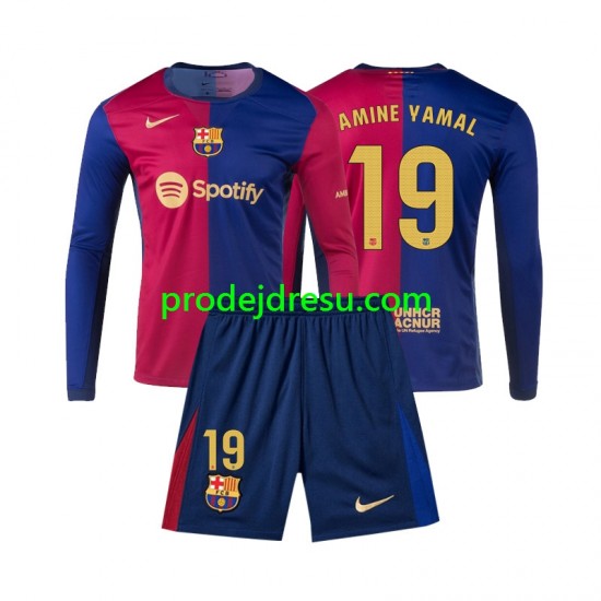 FC Barcelona Dresy Fotbal Lamine Yamal 19 Dětský Domácí 2024-2025 Dlouhý rukáv