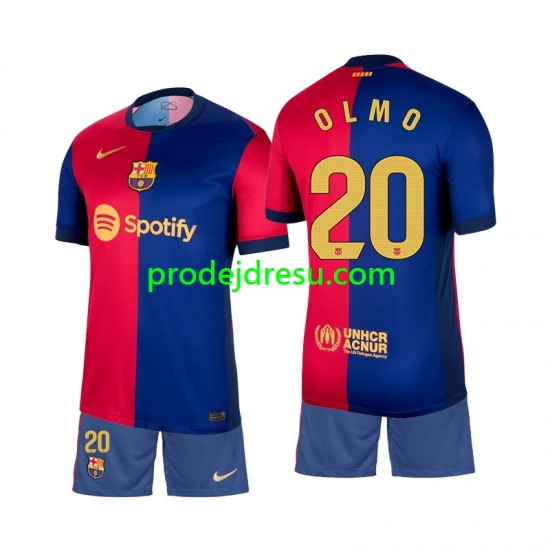 FC Barcelona Dresy Fotbal Olmo 20 Dětský Domácí 2024-2025 Krátký rukáv