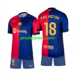 FC Barcelona Dresy Fotbal Pau Victor 18 Dětský Domácí 2024-2025 Krátký rukáv