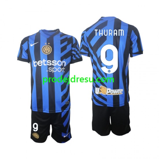 Inter Milán Dresy Fotbal Marcus Thuram 9 Dětský Domácí 2024-2025 Krátký rukáv