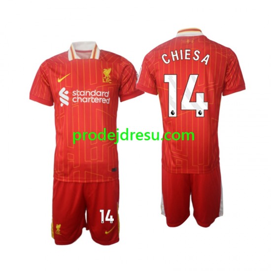 Liverpool Dresy Fotbal Chiesa 14 Dětský Domácí 2024-2025 Krátký rukáv