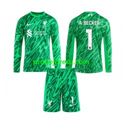 Liverpool Dresy Fotbal Alisson Becker 1 Brankářské Dětský Venkovní 2024-2025 Dlouhý rukáv