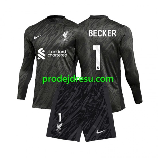 Liverpool Dresy Fotbal Alisson Becker 1 Brankářské Dětský Domácí 2024-2025 Dlouhý rukáv
