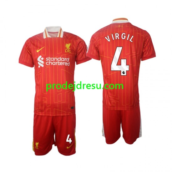 Liverpool Dresy Fotbal Virgil 4 Dětský Domácí 2024-2025 Krátký rukáv