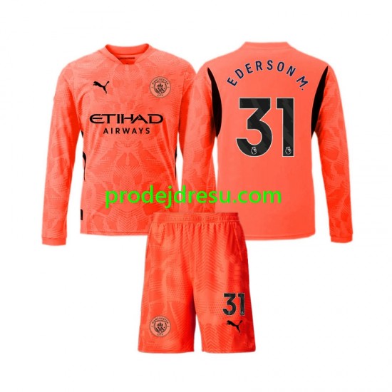 Manchester City Dresy Fotbal Ederson Moraes 31 Brankářské Dětský Venkovní 2024-2025 Dlouhý rukáv